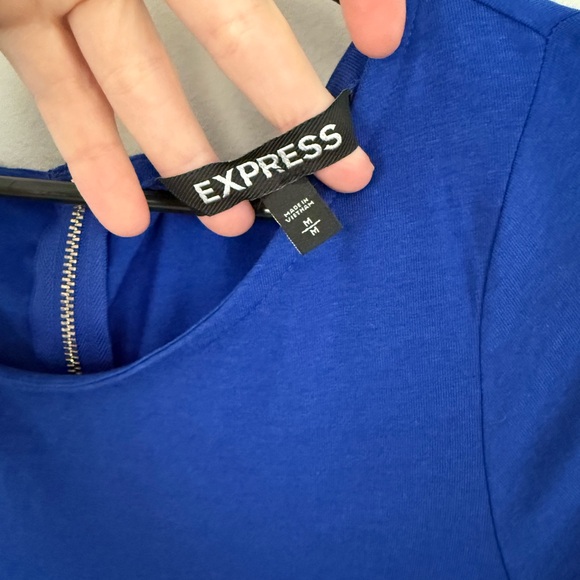 NWT Express Electric Blue Long Sleeve Zip Back Trapeze Dress medium - Picture 6 of 7